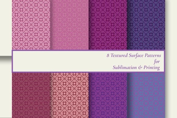 8 Ornate Purple Pink Seamless Tiles for Design