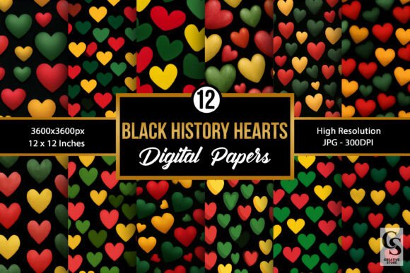 Celebrate with Black History Month Hearts Backgrounds