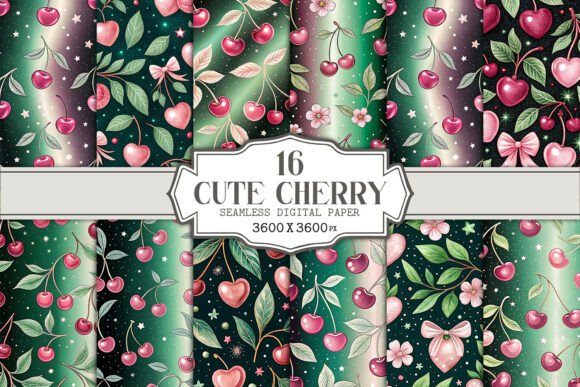 Cute Cherry Seamless Pattern Bundle for Creators