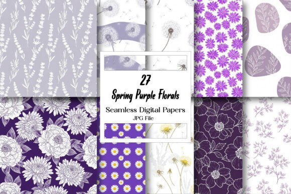 Elevating Design Aesthetics with Spring Purple Florals Digital Paper