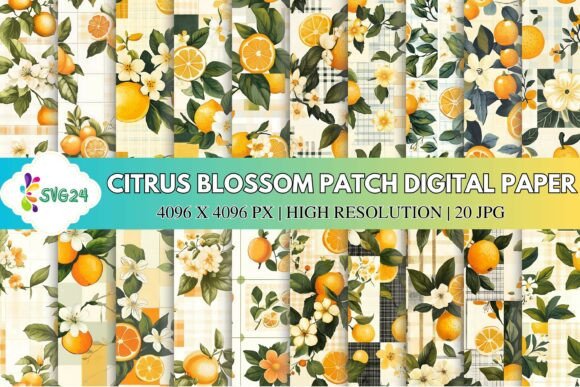 Elevating Modern Design with Citrus Blossom Patch Digital Paper