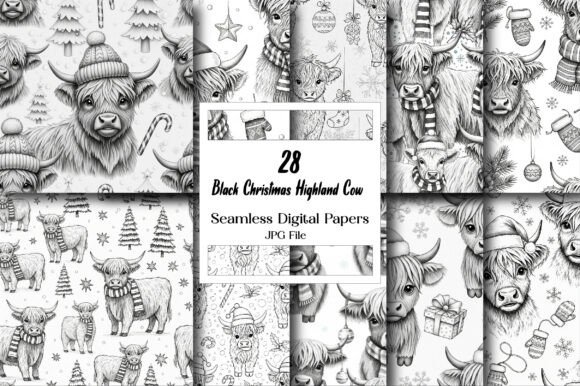 Embracing Rustic Charm with the Black Christmas Highland Cow Pattern