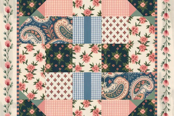 Evaluating Navy Paisley Floral Patchwork Art for Design Projects