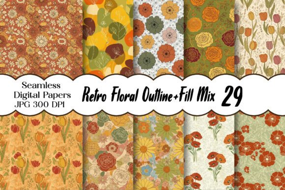 Evaluating the Retro Floral Outline Fill Mix Papers for Modern Design Projects