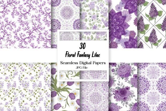 Floral Fantasy Lilac Seamless Digital Papers