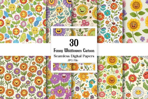 Funny Wildflowers Cartoon Pattern Guide