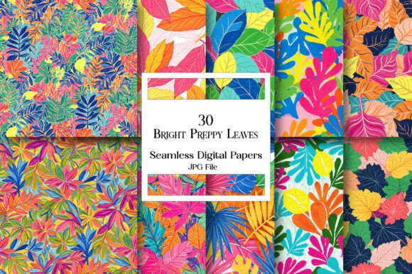 Maximizing Your Design Potential with Bright Preppy Leaves Digital Paper