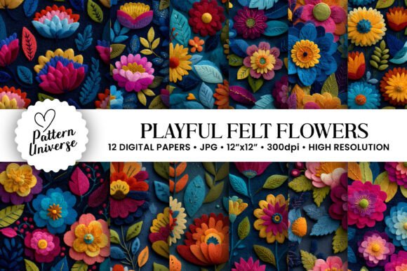 Unlocking Creativity with Playful Felt Flowers Digital Papers
